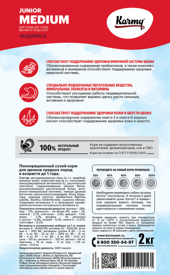 Корм для щенков с индейкой «Medium Junior»