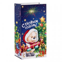 Пакет подарочный без ручек «Мишка с подарком» (10×0,1×19,5 см) - Фото 1