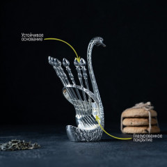 Набор ложек на подставке «Серебряный лебедь» - Фото 6