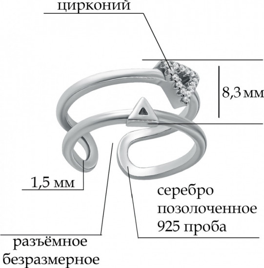 Кольцо из серебра с фианитами