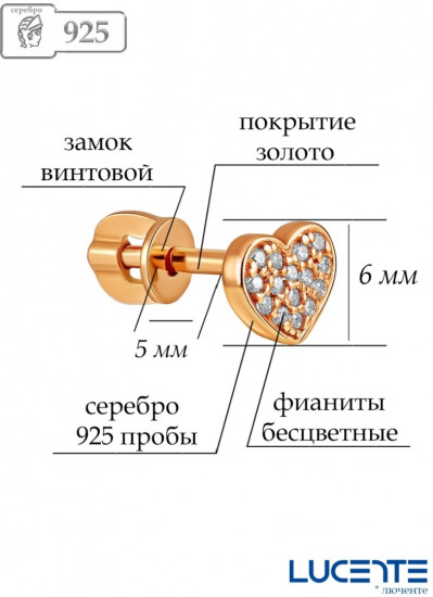 Серьги из серебра с фианитами
