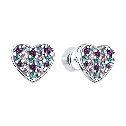 Серьги из серебра с фианитами