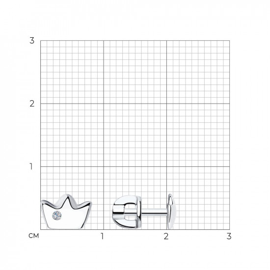Серьги-пусеты из серебра с бриллиантами