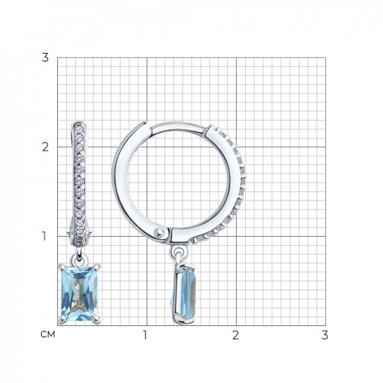 Серьги из серебра с топазами и фианитами