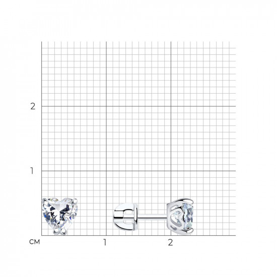 Серьги-пусеты из серебра с фианитами