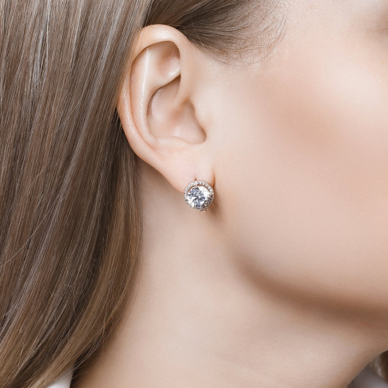 Серьги из серебра с фианитами