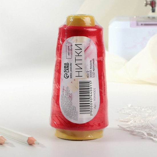 Нить швейная 40/2, цвет красный