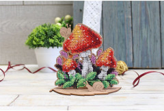 Набор для вышивания на деревянной основе «Мухоморчики» - Фото 1