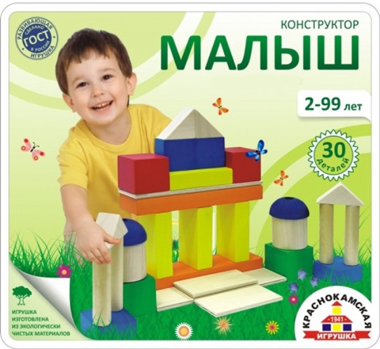 Деревянный конструктор «Малыш», 30 деталей