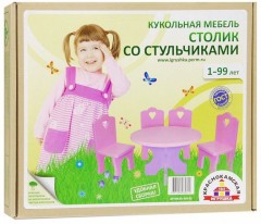 Кукольная мебель «Столик с четырьмя стульчиками» - Фото 1