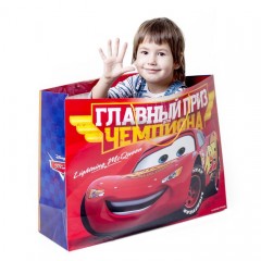 Пакет ламинат XL «Главный приз чемпиона», Тачки, (61х46 см) - Фото 2