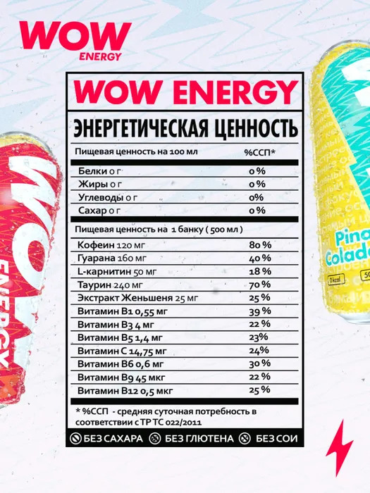 Напиток энергетический «Bubble Gum» | WOW Energy | Фото 3