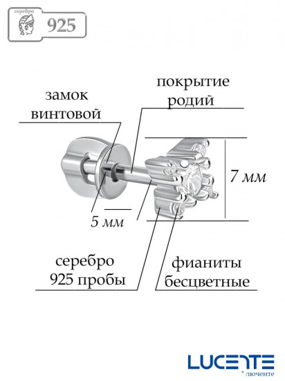 Серьги из серебра с фианитами