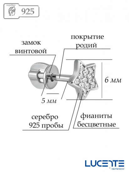 Серьги из серебра с фианитами
