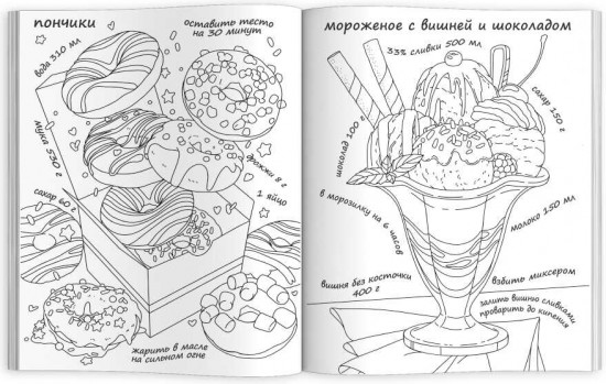 Раскраска «Мороженое и конфеты»