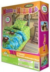 Комплект постельного белья Маша и медведь "На рыбалке" (1,5-спальный, бязь, 1 наволочка 50х70, 3D упаковка) - Фото 1