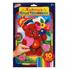Живопись пластилином «Мишка» + пластилин 10 цветов - Фото 2