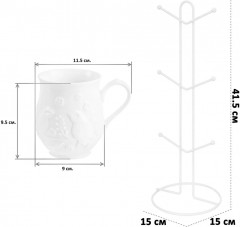 Набор кружек на подставке «Птички на ветке» - Фото 1