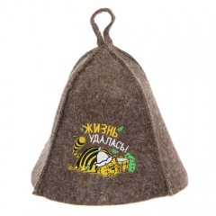 Шапка банная с вышивкой «Жизнь Удалась!» - Фото 2