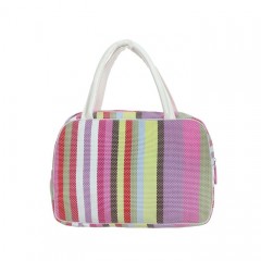 Косметичка банная на молнии «Полоски», 1 отдел, розовый - Фото 1