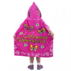 Детское пончо «Мамина принцесса» (хлопок, размер 60х120 см) - Фото 2