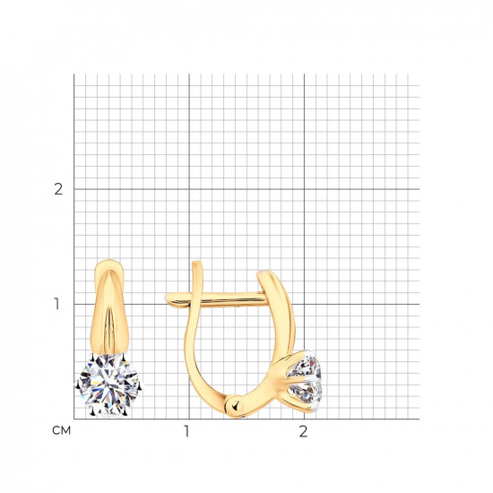 Серьги из золочёного серебра с фианитами