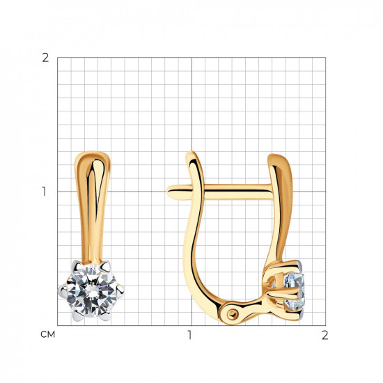 Серьги из золочёного серебра с фианитами