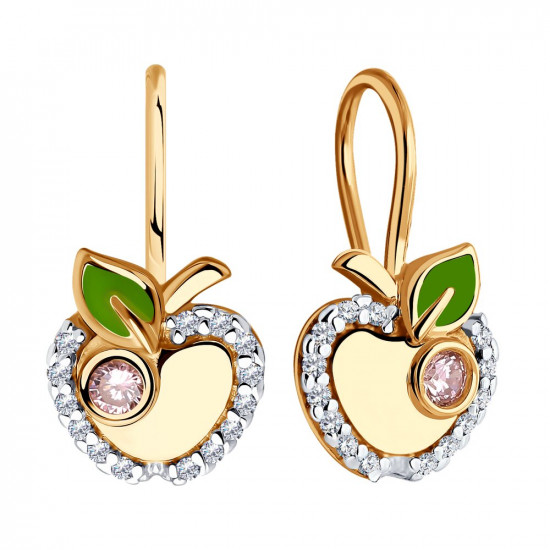 Серьги из золочёного серебра с фианитами и эмалью