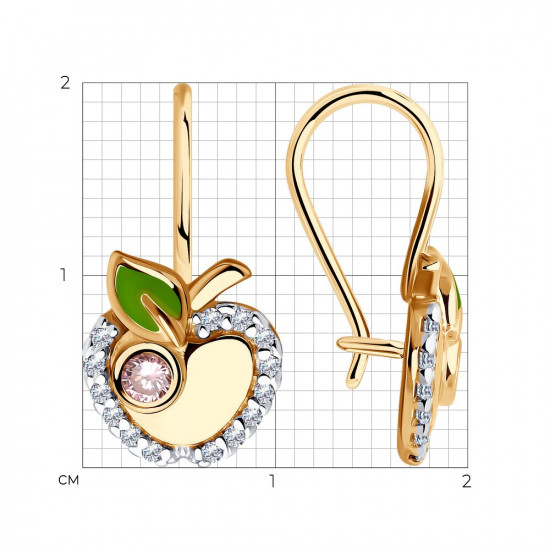 Серьги из золочёного серебра с фианитами и эмалью