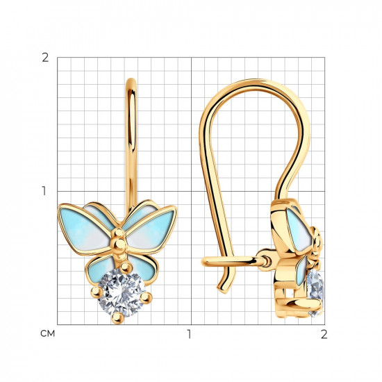 Серьги из золочёного серебра с фианитами