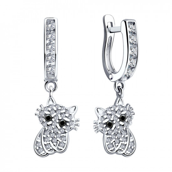 Серьги-конго из серебра с фианитами