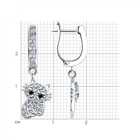 Серьги-конго из серебра с фианитами