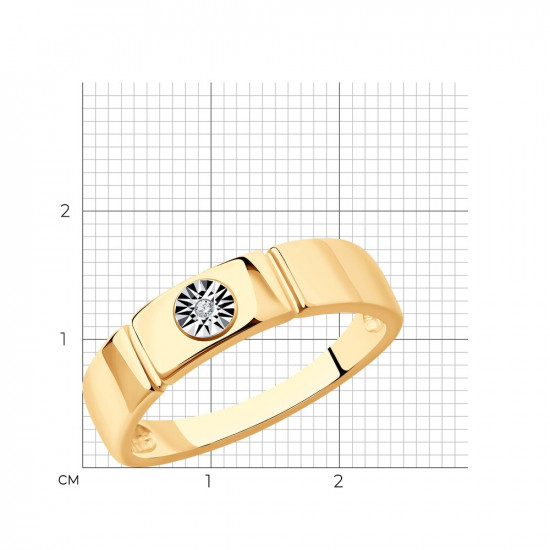 Кольцо из золочёного серебра с бриллиантом