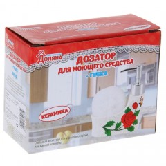 Дозатор для моющего средства с губкой «Бабочка на розе» (180 мл) - Фото 1