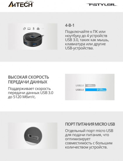 Хаб A4tech HUB-30