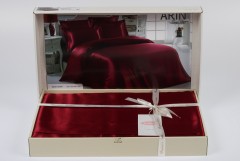 Комплект постельного белья «Arin» (2-спальный, искусственный шелк, 2 наволочки 70x70 см и 2 наволочки 50x70+5 см), цвет бордовый - Фото 1