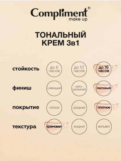 Тональный крем 3 в 1, тон 010 Светло-бежевый