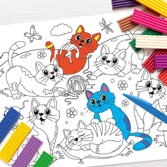 Коврик-раскраска многоразовый «Котики»