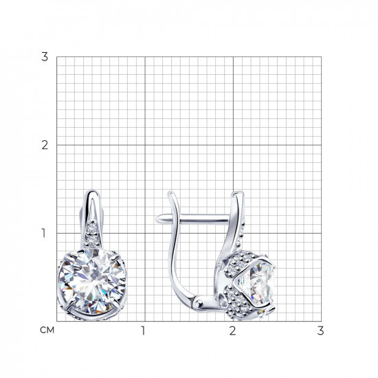 Серьги из серебра с фианитами