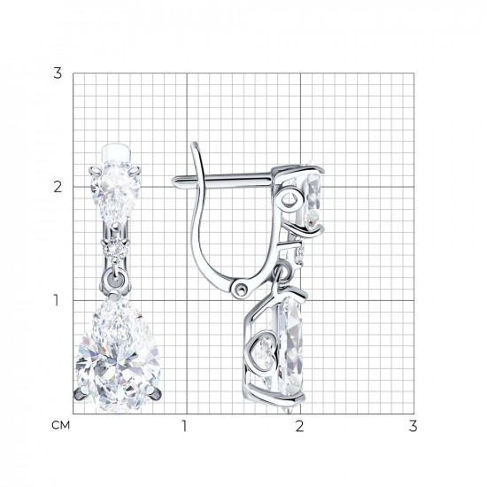 Серьги из серебра с фианитами