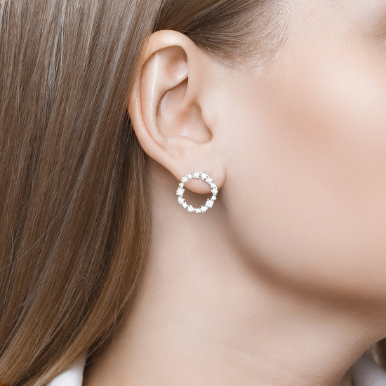 Серьги из серебра с фианитами