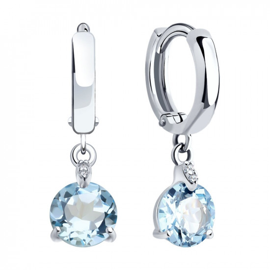 Серьги из серебра с топазами и фианитами