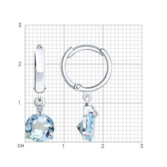 Серьги из серебра с топазами и фианитами