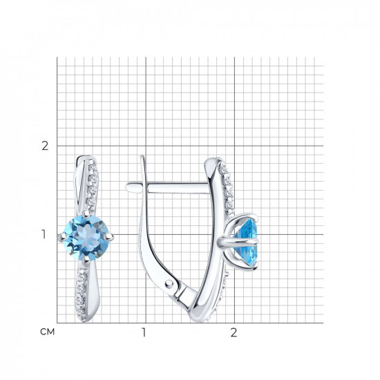Серьги из серебра с топазами и фианитами