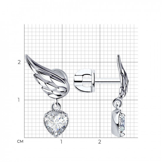 Серьги из серебра с фианитами