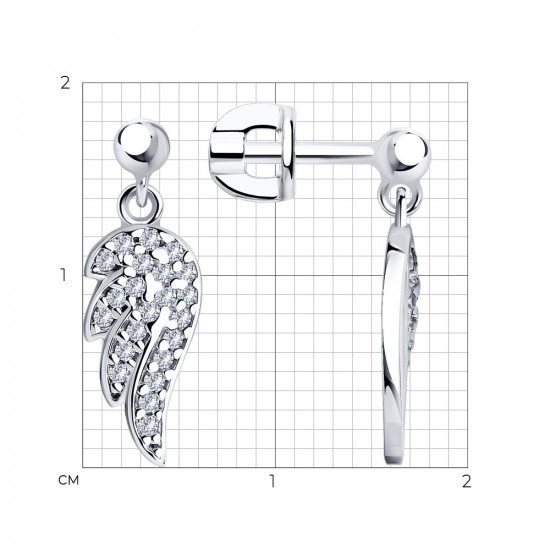 Серьги из серебра с фианитами