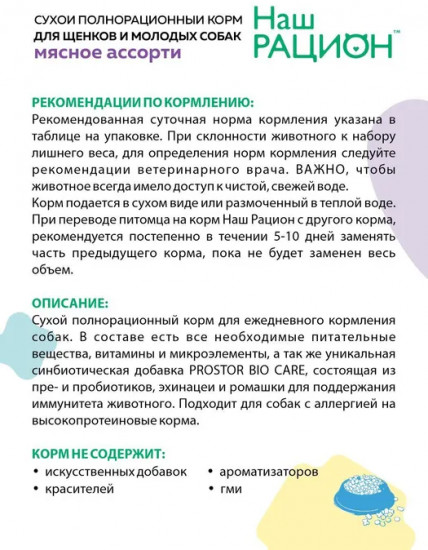 Корм для щенков и молодых собак