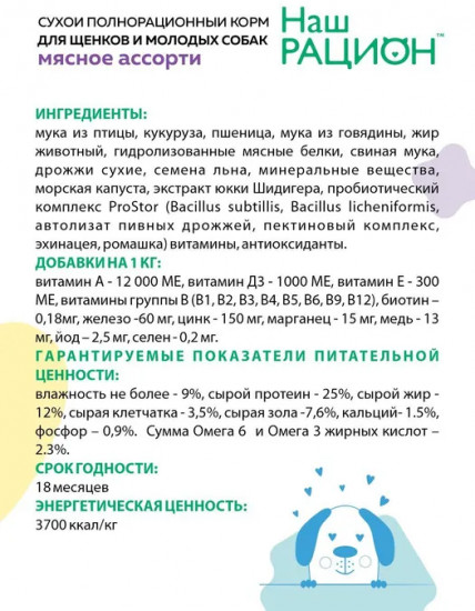 Корм для щенков и молодых собак
