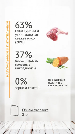 Корм для щенков средних и крупных пород с курицей и уткой