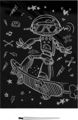 Гравюра с мультицветной основой «Робот на скейте» - Фото 1